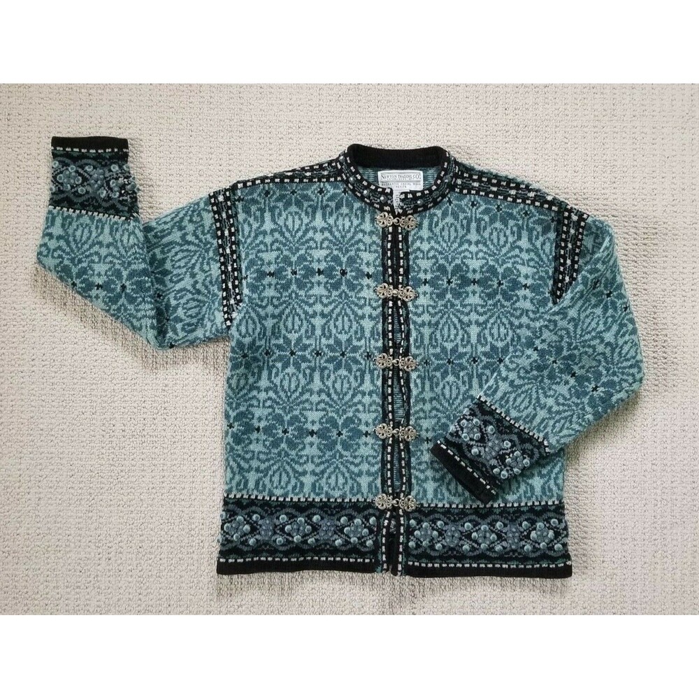 Newton Trading Co. Womens Ornate Embroidered Wool Sweater Size Petite Small
